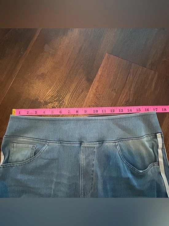 Halara NWT Wide Leg Denim Jogger Pants Blue Stripe High Rise XL - Picture 6 of 8